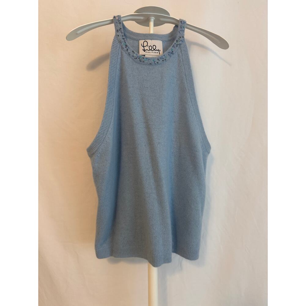 Lilly Pulitzer Angora Blend Beaded Sweater Tank Blue Size Small